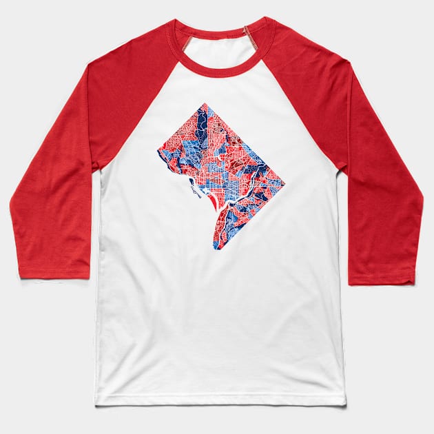 Washington DC Neighborhood Map Baseball T-Shirt by polliadesign